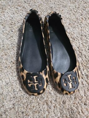 Tory Burch Leopard-Print Ballet Flats in Tan and Black Miller